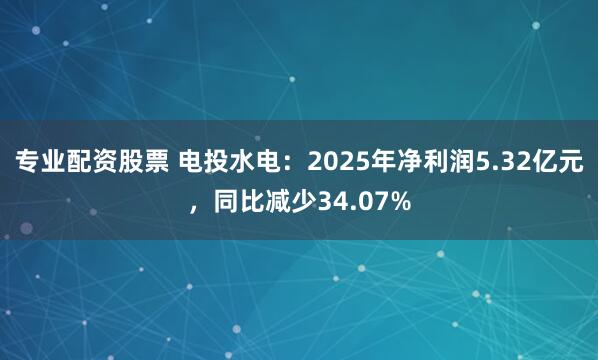 专业配资股票 电投水电：2025年净利润5.32亿元，同比减少34.07%